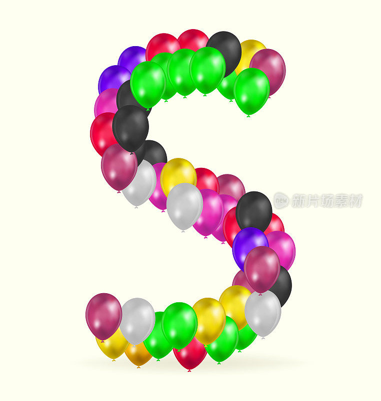 字母S气球各种颜色标志矢量设计模板