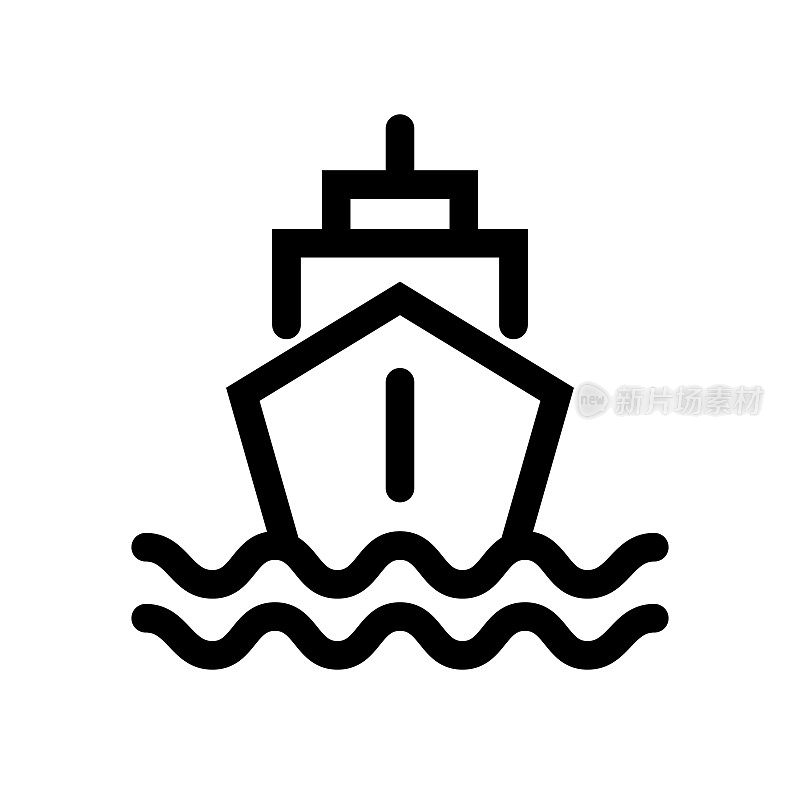 船和海浪。航运业。向量。