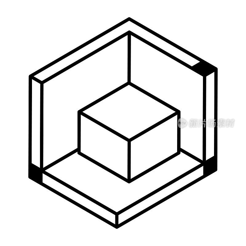 设计立方体的三维形状，线图标