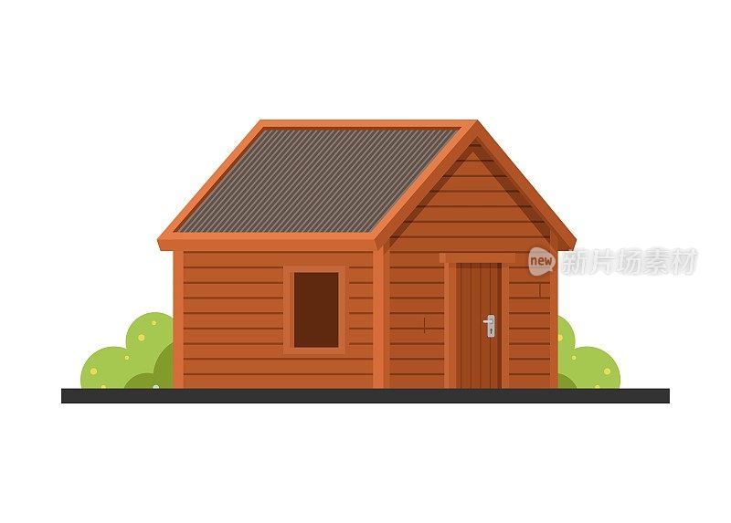 小屋的建筑。小木屋建筑。简单的平面插图。