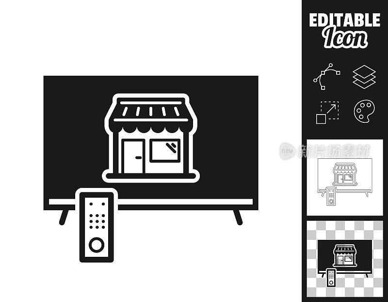 用电视网购。图标设计。轻松地编辑