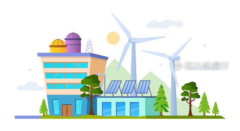 可再生能源-现代平面设计风格插图