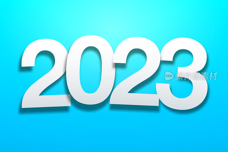 2023年蓝色背景的纸质字体