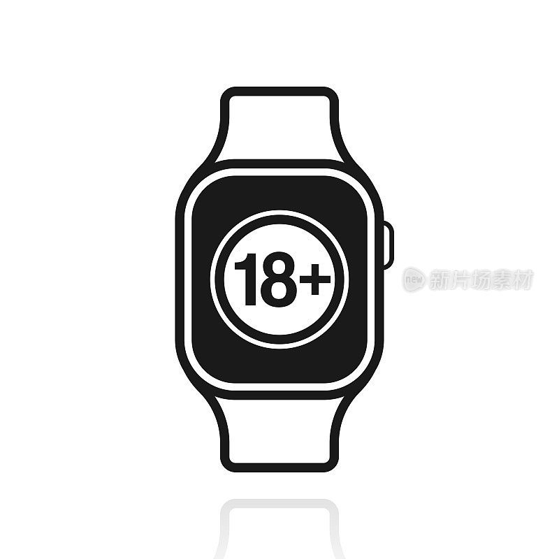 智能手表有18个加号。白色背景上反射的图标