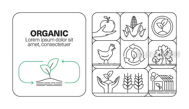 有机横幅线图标集设计