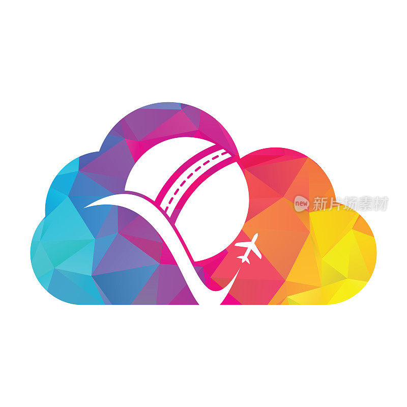 板球旅行云形状矢量标志设计。