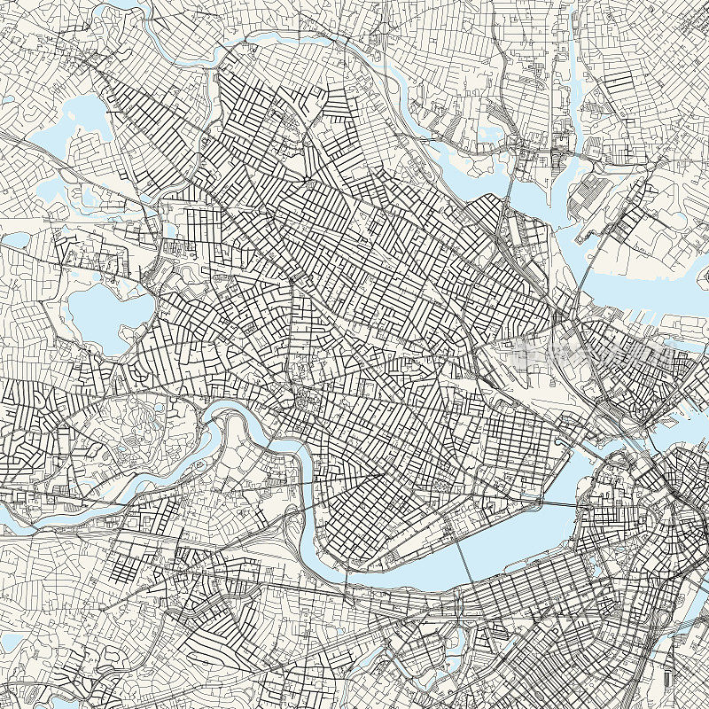 美国马萨诸塞州剑桥矢量地图