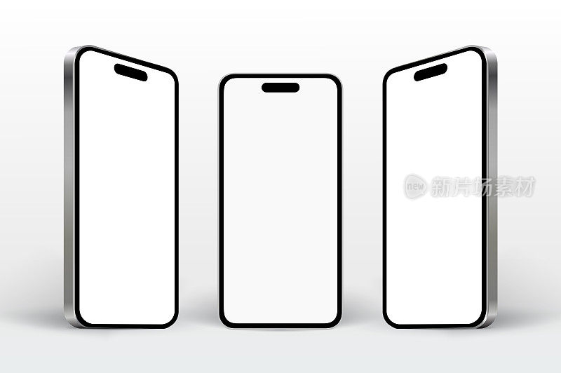 白屏手机模板透视视图类似于iphone模型