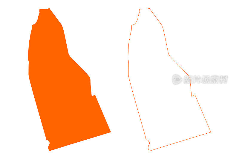 萨默门镇和自治区(荷兰王国，荷兰，北布拉班特省或北布拉班特省)地图矢量插图，乱画草图地图