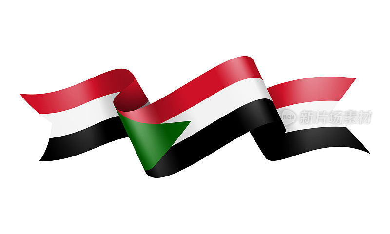 苏丹国旗丝带-矢量股票插图