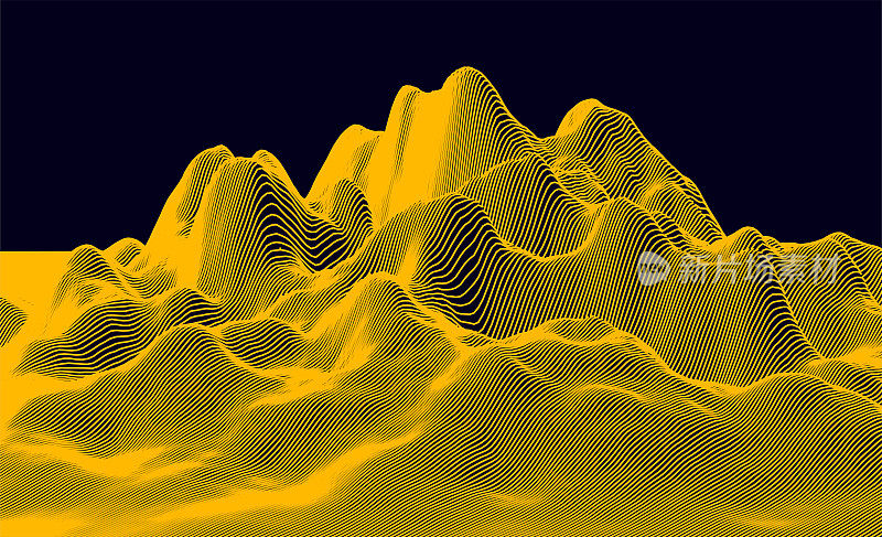 抽象黄色三维网络空间线框技术模式背景