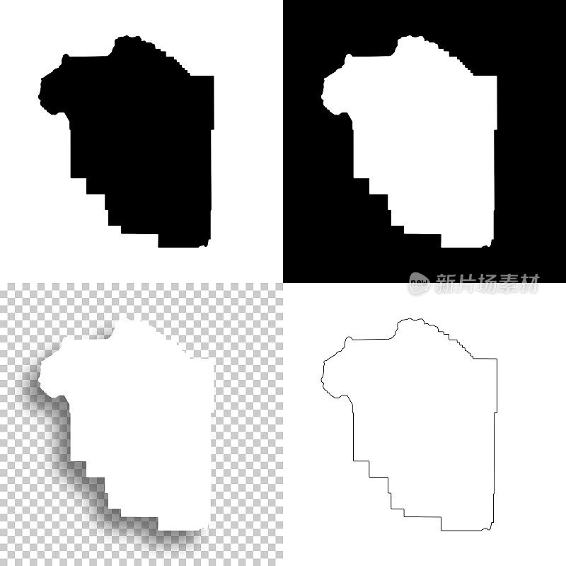 蒙大拿州麦迪逊县。设计地图。空白，白色和黑色背景