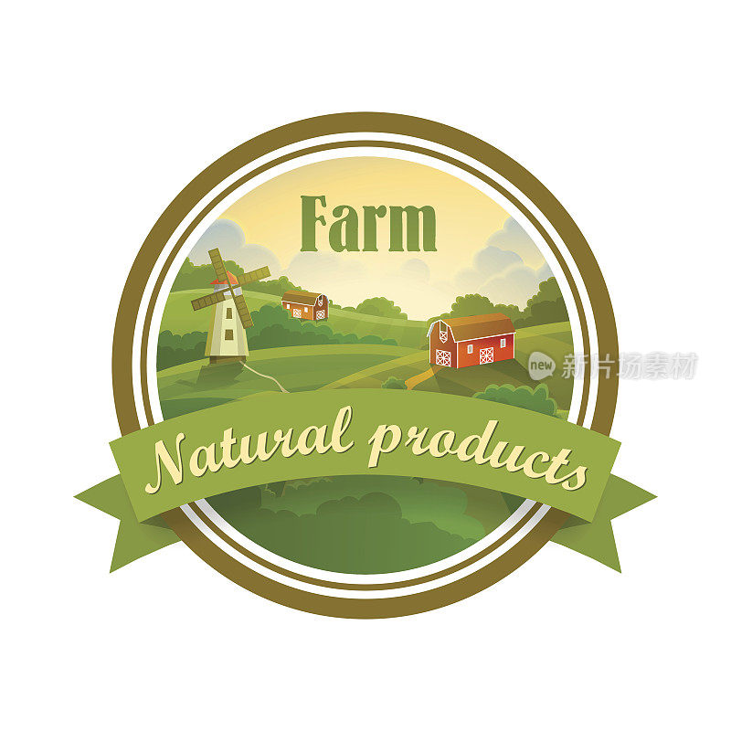 绿色标签的健康天然农场新鲜食品