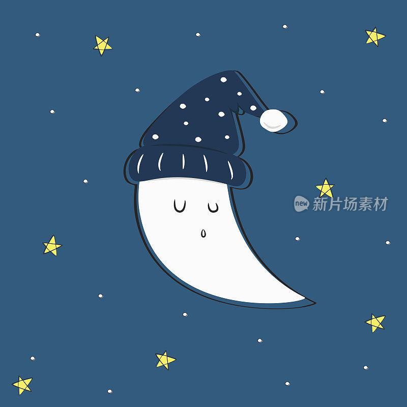 可爱的睡觉月亮和星星向量