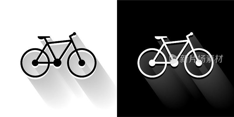 自行车黑白图标与长影子