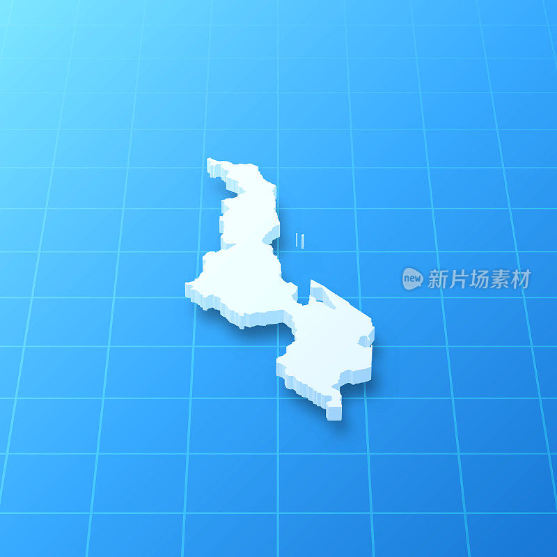 马拉维3D地图上的蓝色背景