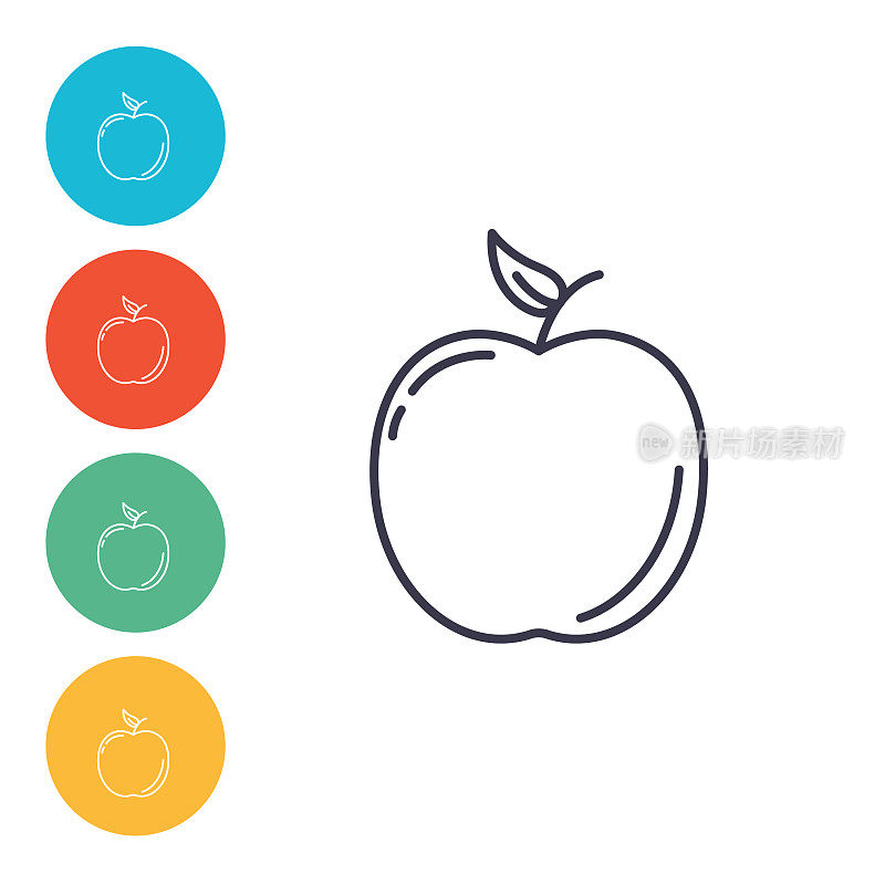 苹果线图标在彩色的基础上