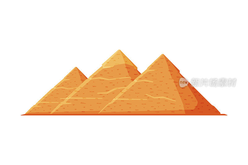 埃及大金字塔，象征埃及平坦风格矢量插图在白色的背景