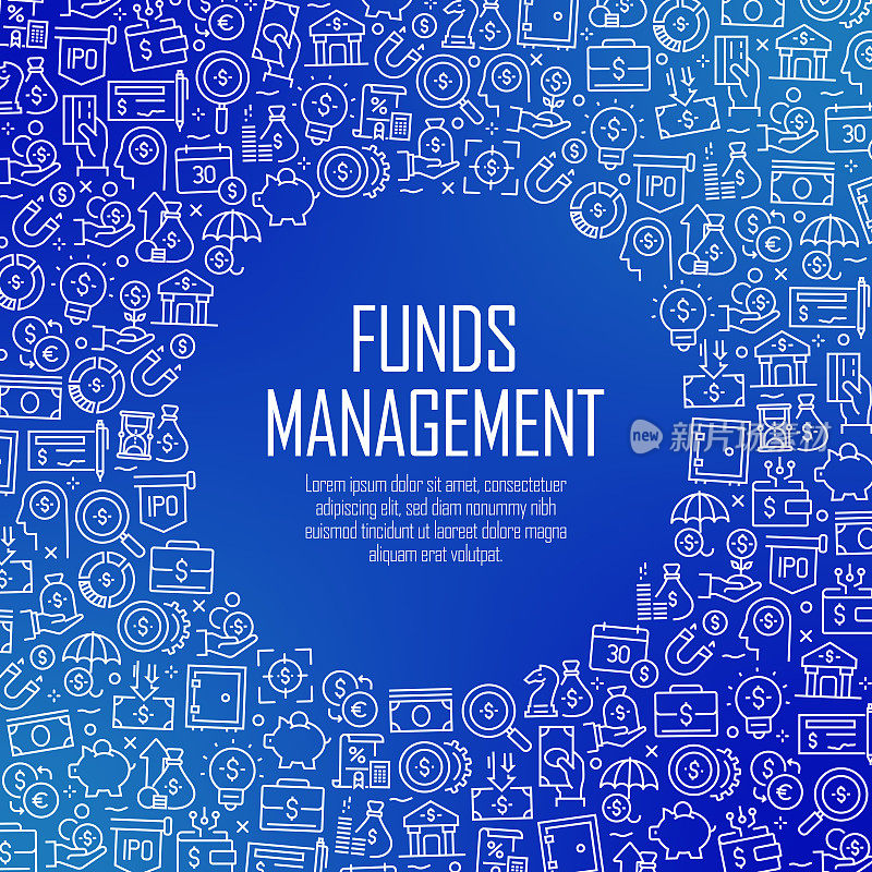 基金管理。财经概念、矢量模式及抽象背景。