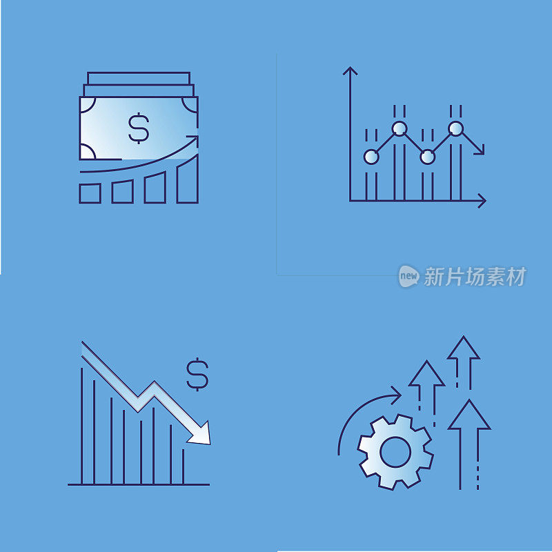 经济和金融相关的图标。简单的向量设计