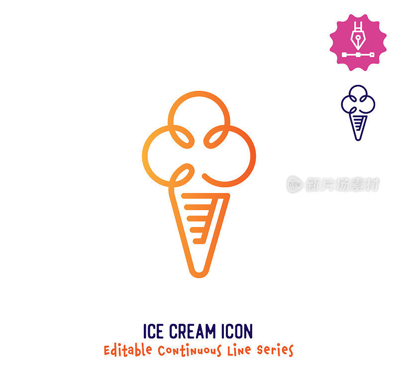 冰淇淋连续线可编辑图标