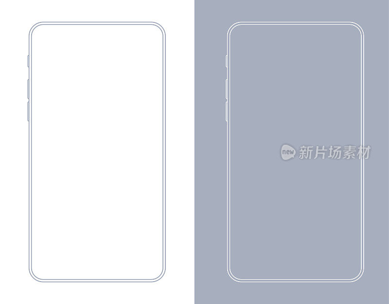 智能手机，移动电话在灰色和白色线框