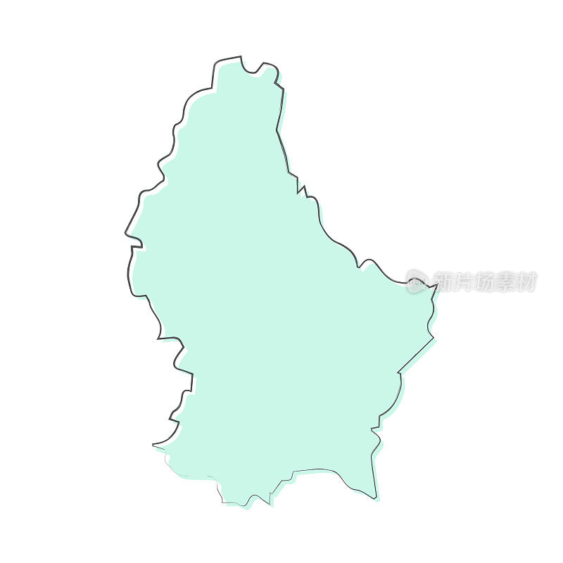 卢森堡地图手绘在白色的背景-时尚的设计