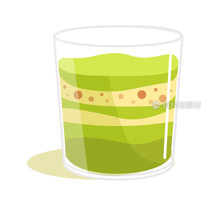 抹茶绿茶奶昔在玻璃上隔离白色