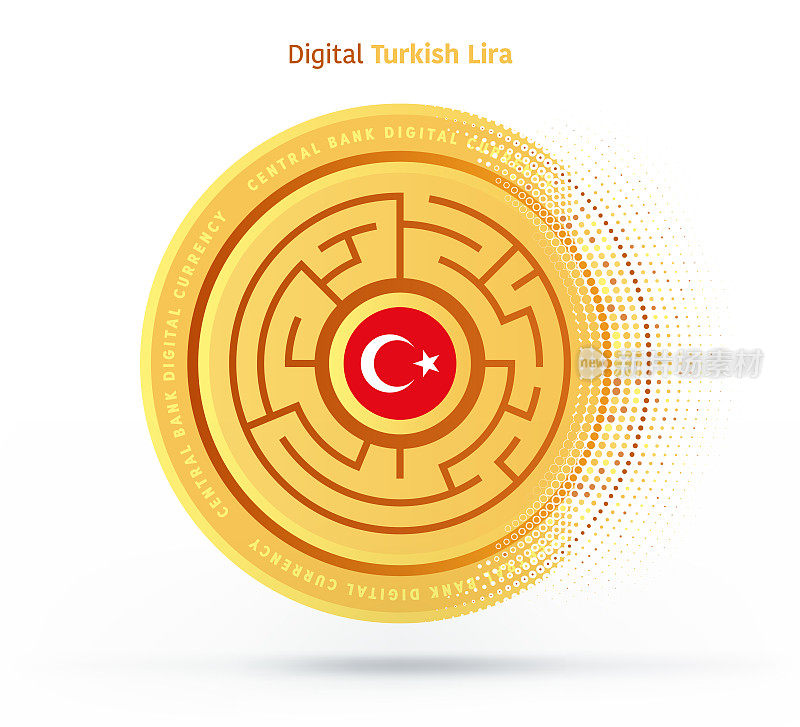 土耳其数字货币矢量插图