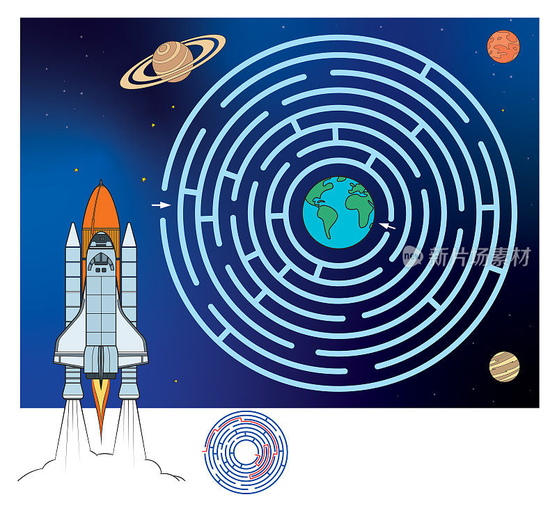 空间迷宫拼图或迷宫游戏的孩子