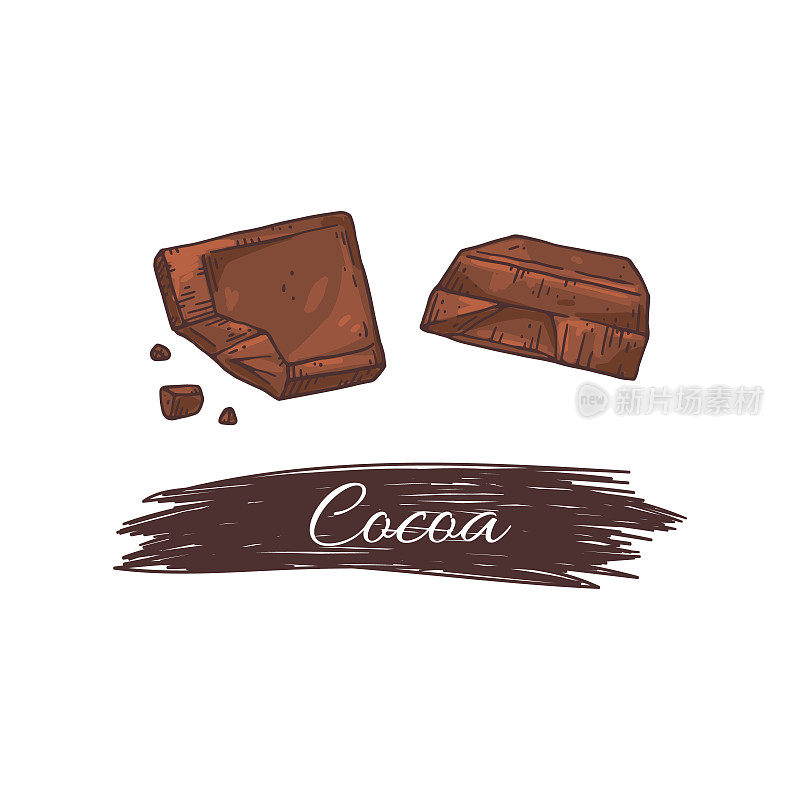 可可巧克力画概念-品尝甜品甜品块