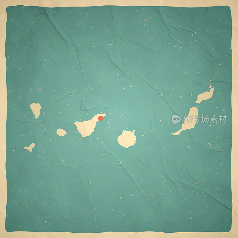 加那利群岛地图复古风格-旧的纹理纸