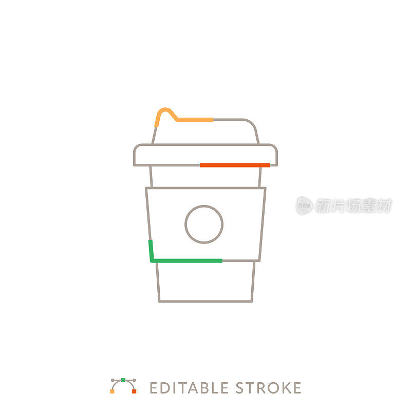 拿走咖啡杯多色线图标与可编辑的Stroke