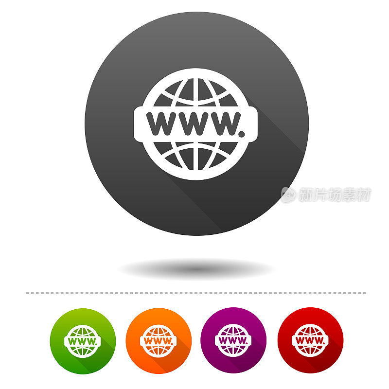 万维网图标。WWW的象征符号。网页按钮。