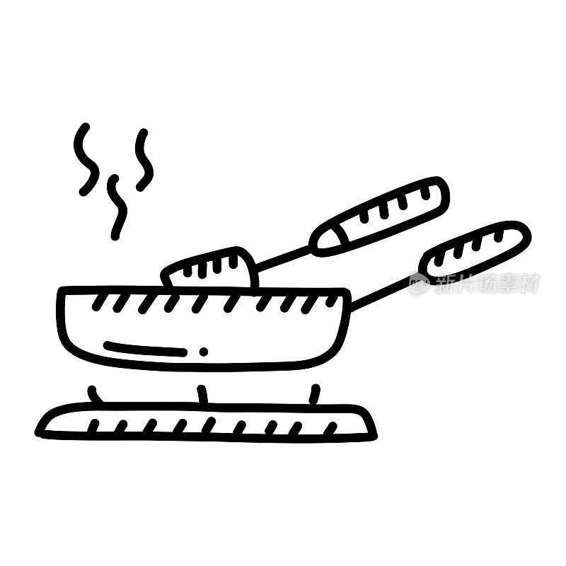 油炸手绘制图标,涂鸦风格矢量插图