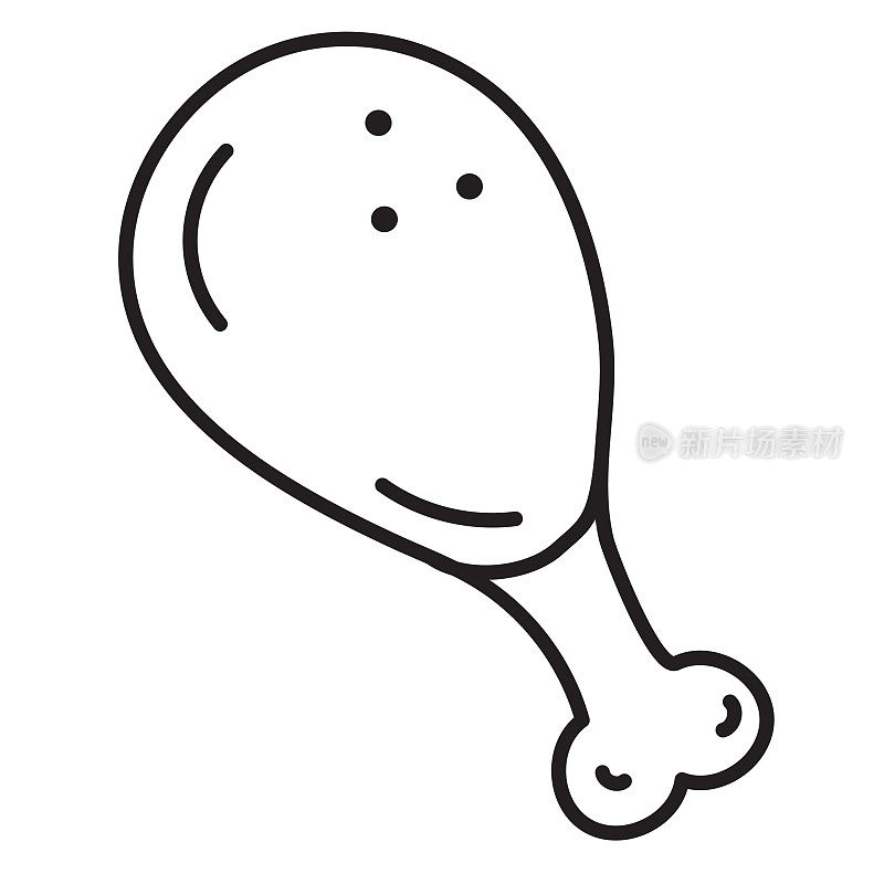 炸鸡细线图标设置,可编辑的描边