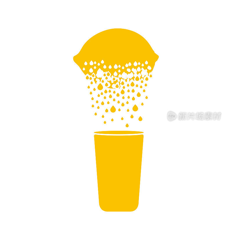 柠檬溶解成液体或果汁，落入玻璃杯中。破坏效应。扩散