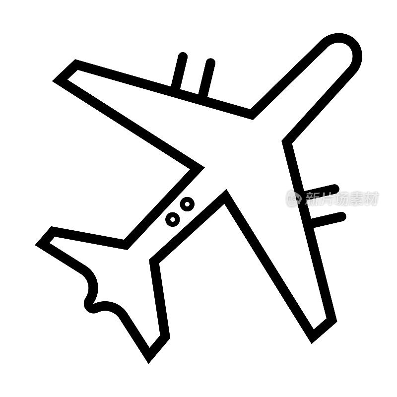 飞机图标来自人工智能和未来技术收藏。薄线性飞机，飞机，航空公司轮廓图标孤立在白色背景。线向量平面符号，符号表示。