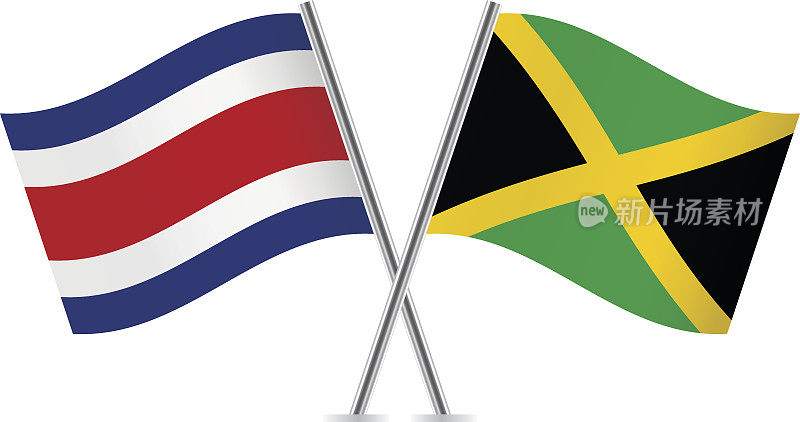 牙买加和哥斯达黎加的国旗。向量。