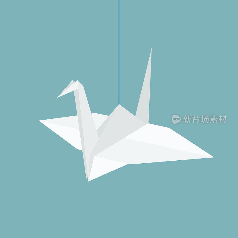 悬挂折纸纸鹤的平面设计矢量