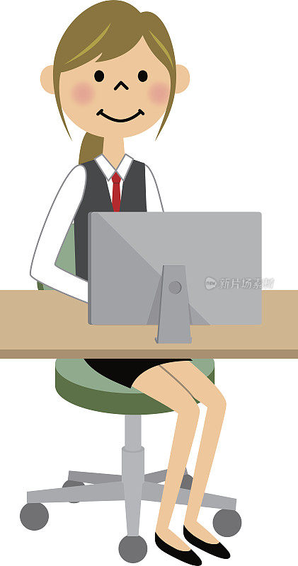 制服里操作电脑的女人