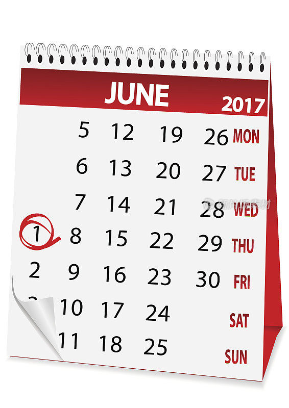 图标日历为2017年6月1日