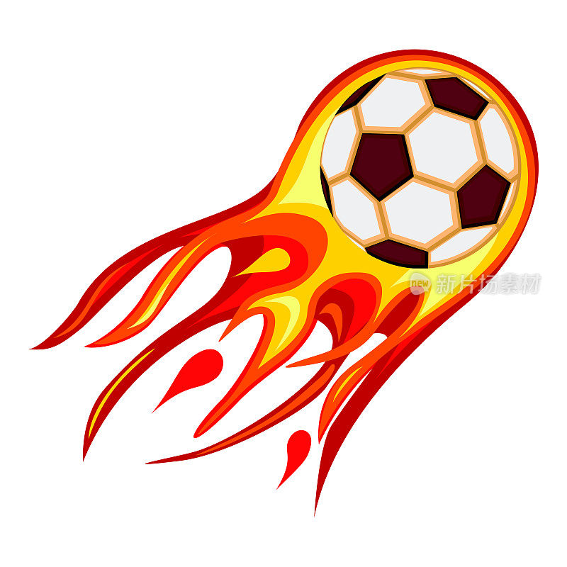 彩色卡通足球快球火焰。