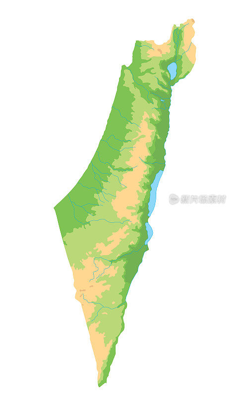 高详细的以色列物理地图。