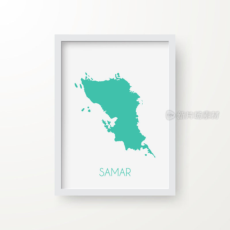 萨玛地图在一个框架上的白色背景