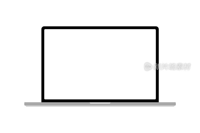 简化但现实的笔记本电脑隔离在白色背景