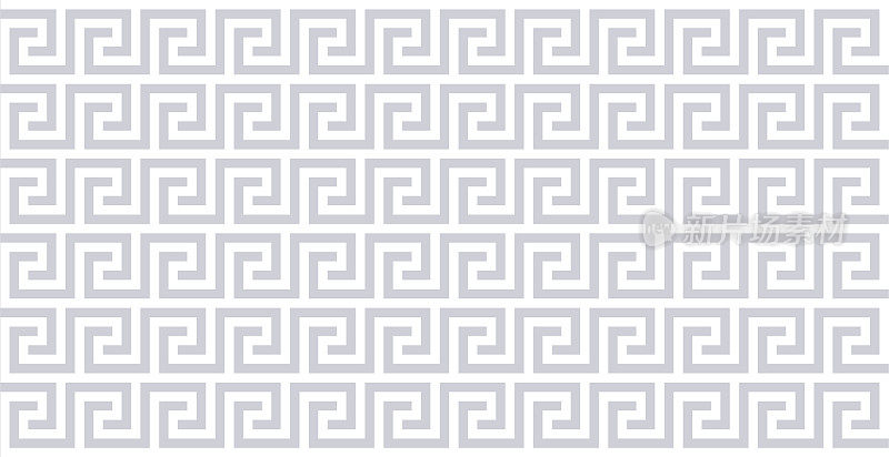 无缝曲流模式在灰色和白色，希腊关键模式背景