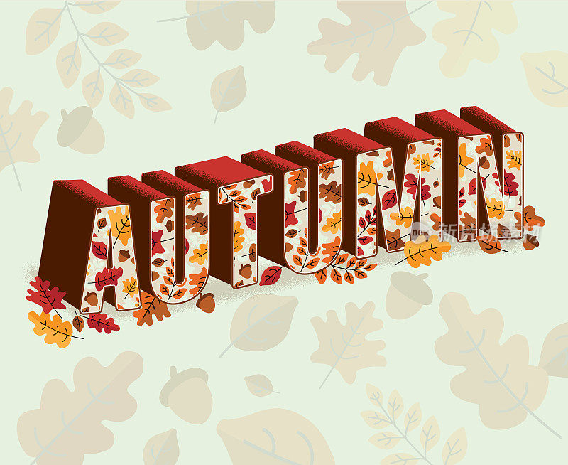 矢量插图的创意秋天或秋天的问候在3d与秋天的叶子
