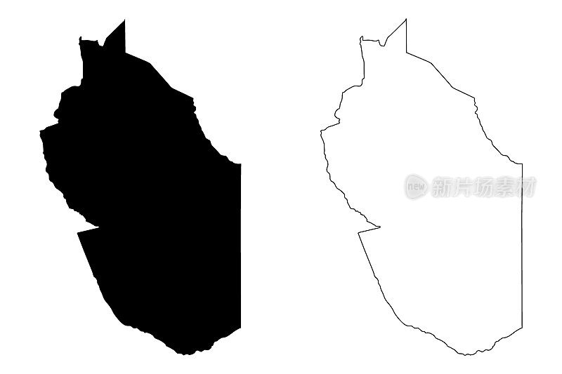 瓦吉尔县(肯尼亚共和国东北省)地图矢量插图，草稿瓦吉尔地图
