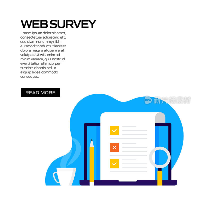 在线调查概念矢量插图网站横幅，广告和营销材料，在线广告，社交媒体营销等。